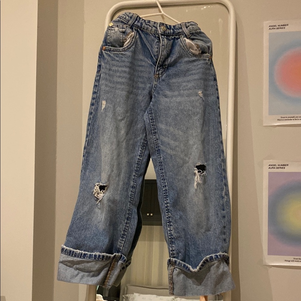 Distressed Blue Denim Jeans